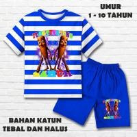 ราคา KATUN ชุดเด็กแขนสั้นพร้อมทูงซาห์รูโมติฟ 2 วัสดุผ้าฝ้ายพรีเมี่ยม พิมพ์สกรีนลายทาง DTF (41614758553)