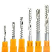 ราคา One Flute Shank 4mm 5mm 6mm 8mm 1/8" 1/4" High Quality 1 Flute Carbide Spiral End Mill CNC Router B (52502978624)