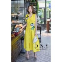 ราคา เดรสโครเชต์ สีเหลือง งานป้าย DNY (2448532007)