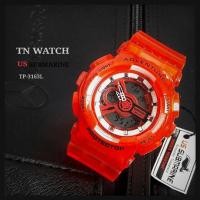 ราคา us submarine รุ่น TP-3163Lนาฬิกาผู้หญิงจับเวลาบอกวันที่สายเรซิ่นกันน้ำ พร้อมกล่อง สีแดง (707654887)