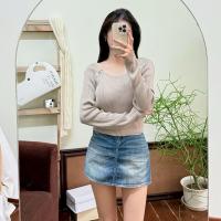 ราคา เสื้อไหมพรม เปิดไหล่ ไหมพรม เกาหลี เปิดไหล่ (41707790398)