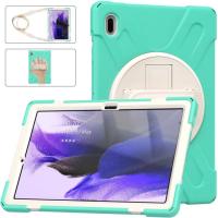 ราคา สําหรับ Samsung Galaxy Tab S7 FE T730 / S7+ / S9+ /S8+ ซิลิโคน + PC เคสป้องกันพร้อมที่วางและสายคล้องไหล่สําหรับ Samsung Galaxy Tab S7 FE 5G 12.4 T730 (45510181784)