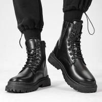 ราคา Men's Shoesผู้ชายมาร์ตินบู๊ทส์รองเท้าบู๊ทส์สูงช่วยหัวรถจักรบู๊ทส์หนังอังกฤษสีดำสำหรับผู้ชายหนัง หัวกลม สไตล์อังกฤษ (24809277710)