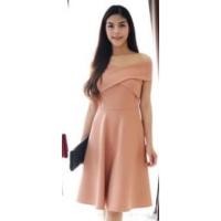 ราคา Dress สีโอรส เปิดไหล่ (1667755080)