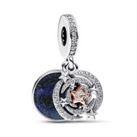 ราคา Pandora ของแท้two-tone shooting star double dangle charm พร้อมส่งแถมอุปกรณ์ full set (41911201232)
