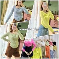 ราคา เสื้อแขนยาว ผ้ายืด คอเหลี่ยม/คล้องคอ matinee kaewtashop (21137945600)