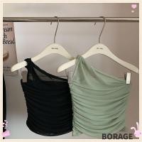 ราคา เสื้อกล้ามเปลือยของผู้หญิง Borage เสื้อกล้ามปิดไหล่ผอมครอปยกทรง (24228861385)