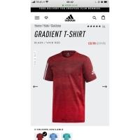 ราคา เสื้อกีฬาสีแดงเลือดหมู เสี้ือออกกำลังกาย Adidas งานแท้ เสื้อยืดออกกำลังกายเด็ก พร้อมส่ง ขนาด 130cm อก30" (7756689156)