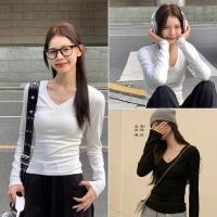 ราคา BIMI พร้อมส่งจากกทม เสื้อยืดทรงซ้อ เสื้อยืดเข้ารูป เสื้อยืดแขนยาวผู้หญิง เสื้อยืดคอวีทรงเข้ารูปสไตล์เกาหลี (27579643426)