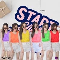 ราคา TwinsShopVipพร้อมส่ง TW17393 เสื้อ #สาวอวบ คอกระเช้า แต่งโบว์ไหล่ (14468729488)