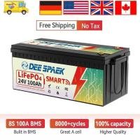 ราคา แบตเตอรี่ LiFePO4 100Ah บลูทูธ พร้อม BMS 8000+ รอบการใช้งานลึก สำหรับรถบ้าน RV พลังงานแสงอาทิตย์ มอเตอร์ลาก 24V (42361853072)