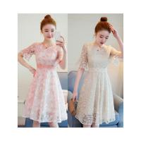 ราคา ชุดเดรสผ้าลูกไม้ แต่งเอวถัก (27360673336)