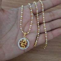 ราคา จี้มังกรทองล้อมเพชรขนาดเหรียญ50สตางค์พร้อมสร้อยคอ G0490 (1309183877)