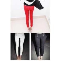 ราคา Skinny Pant Cotton Blend Pants With 2 Side Zips Black Size S S s (28070485199)