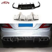 ราคา Rear Diffuser Bumper Lip Spoiler Exhaust Pipe Tips For Benz CLS Class W218 CLS350 CLS63 AMG 2011-20 (49602480707)
