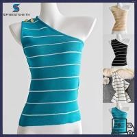 ราคา BESTSHEWomen เสื้อกั๊กถัก Stripes Casual Summer Slim แขนกุด Camisole Tank Crop Top (50809349667)