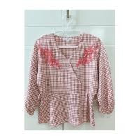 ราคา EP : เสื้อแขนสามส่วนสีแดงสลับขาว ปลายแขนจั๊ม มีเชือกผูกเอว (4619800971)