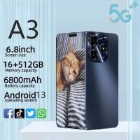 ราคา A3 โทรศัพท์มือถือ 5G 6.8hd + 2 ซิม 16 + 512GB สมาร์ทโฟน Android 12.0 รับประกันหนึ่งปี COD (56400288293)