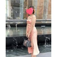 ราคา เดรสออกงาน เซ็กซี่ ผ่าสูงหน้า ผ้าซาติน สีส้มโอรส ใส่ครั้งเดียว (47901072578)