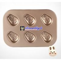 ราคา ถาดอบขนม ถาดอบเค้ก ลายกระต่ายน้อย 6 หลุม เคลือบสีทอง (4711400810)