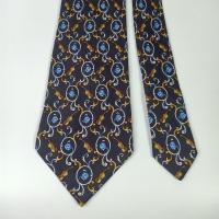 ราคา เนคไทมือสอง Nina Ricci Men's Silk Tie Floral Violin Design Gray Made in France (26890269817)