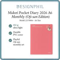 ราคา Midori Pocket Diary 2026 A6 Monthly Planner, Oji-san Edition, 15-Month (Jan 2026 – Mar 2027), Lightweight PVC Cover, Cute Japanese Stationery (43773481254)