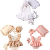 ราคา WIT ทารกแรกเกิดการถ่ายภาพชุดสาวทารกแรกเกิดการถ่ายภาพ Props ลูกไม้ Romper กับหมวกรองเท้า Photoshoot ชุดเด็ก Photo (57910006749)