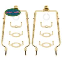 ราคา 2PCS โคมไฟ Shade Harp ผู้ถือ 7 นิ้วปรับโคมไฟ Harp Kit Gold Horn กรอบโคมไฟวงเล็บ (49560081704)
