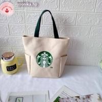 ราคา monika.hp กระเป๋าสตาร์บัค กระเป๋า 5 สี มีกระดุมถุงผ้า กระเป๋าStarbuck พร้อมส่ง (23354279421)