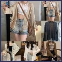 ราคา BESTSHEWomen เสื้อแจ็คเก็ตเสื้อถักฤดูร้อน Solid Hollow Out เสื้อกันหนาวเสื้อแขนยาวคาร์ดิแกน (51359355473)