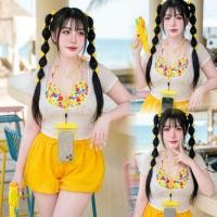 ราคา #สาวอวบ summer เสื้อเว้าอกเนื้อผ้าสลาฟบางๆ +บราลายดอก อก36-46” (55208344326)