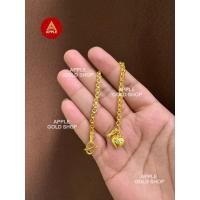 ราคา APPLE GOLD SHOP รหัส BL-11 ( สร้อยลายห่วงคู่+จี้หัวใจ ทองเคลือบแก้ว ) ทองหนัก 2 สลึง / 7" (45658239863)