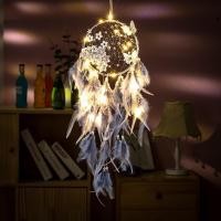 ราคา ความฝันกลางฤดูร้อน กรงดักฝันขนนกไฟ LED กรงดักฝันสุดโรแมนติก มีไฟตกแต่ง สำหรับตกแต่งห้องนอน (54059173842)