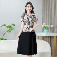 ราคา [สินค้าใหม่] ฟรีแม่แม่, ครูชุดแม่ฤดูร้อนชุดหญิงหลวม ผอมลง ดูขนาดใหญ่พิมพ์ผ้าม่านชุดงานรื่นเริงเสื้อผ้า [ขายร้อน] (45509714224)