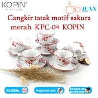 ราคา MERAH KOPIN ชุดถ้วยและจานรองดอกซากุระสีแดง 220ml / ถ้วยชาและจานรอง KPC-04 (20081258012)