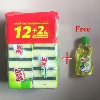 ราคา สก๊อตไบร์ท + ฟองน้ำ 14 ชิ้น 3 M แถม น้ำยา ล้างจาน 3M สก๊อตไบร์ท+ฟองน้ำ ขนาด 3x4 นิ้ว ล้างห้องน้ำ ขัดพื้น ทำความสะอาด (6979923318)