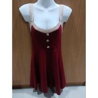ราคา เดรสไหมพรม สีแดงเลือดหมู (21194578715)