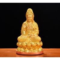 ราคา รูปปั้นพระโพธิสัตว์กวนอิมปางประทานพร ประทับฐานดอกบัว เจ้าแม่กวนอิมสีทอง งานเรซิ่นพ่นสีทอง (20373554797)