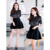 ราคา กระโปรงไหมพรมปักมุกสวยหรู​ ทรงสวิง​ เอวสูง (58752479)