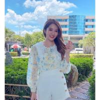ราคา Fkพร้อมส่งเสื้อแขนยาว ผ้าชีฟองไข่มุก ลายดอก แต่งปกลูกไม้ สไตล์เกาหลี (3981266512)