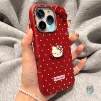 ราคา ปลอกคิตตี้น่ารักสําหรับ iPhone 13 16 7Plus 11 14 15 12 Pro Max XR X XS Max 8 6 6s Plus Case INS แฟชั่นเกาหลีน่ารักJelly Dotเคสโทรศัพท์ + 3D Red Bowตุ๊กตากันกระแทกฝาหลังป้องกัน (24789292035)