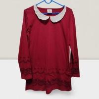 ราคา มินิเดรส/เสื้อตัวยาว สีแดงเลือดหมู คอบัวฉลุ (17307474084)