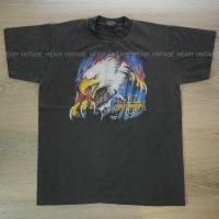 ราคา HARLEY DAVIDSON อินทรี ตอกปี 1990 เสื้อดำ ฟอกไบโอ วินเทจ เสื้อฮาเลย์ งานป้าย วินเทจ heavy vintage shirt (24806357854)