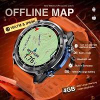 ราคา 2025 ทหาร Offline แผนที่ 1000mAh แบตเตอรี่สมาร์ทนาฬิกา 4GB หน่วยความจําขนาดใหญ่ GPS นําทาง MP3/MP4 ผู้เล่นว่ายน้ํากีฬา trackr Smartwatch (52509620619)