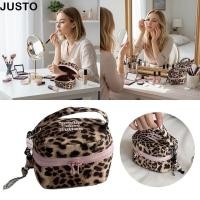 ราคา JUSTO กระเป๋าแต่งหน้า, กล่องเก็บของทรงสี่เหลี่ยมแบบใช้มือถือพิมพ์ลายเสือดาว, กระเป๋าถือออกแบบซิปกันน้ําผู้หญิงเด็กผู้หญิง (49958571329)