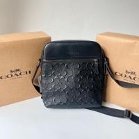 ราคา COACH HOUSTON FLIGHT BAG IN SIGNATURE LEATHER สะพายข้างผู้ชาย หนังปั้ม C นูนสีดำ 4009 (29105734385)