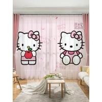 ราคา การ์ตูนน่ารัก HelloKitty Hello Kitty สีชมพู Blackout ผ้าม่านเด็กห้องนอนสาว Bay หน้าต่างหน้าจอหน้าต่างผ้าม่าน (56408137759)