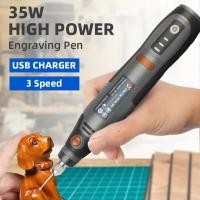ราคา USB Cordless Rotary Tool Dremel DIY Mini Drill Engraving Pen Electric 3 Speed Mini Wireless Drill S (52953271681)