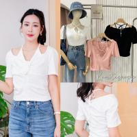 ราคา เสื้อยืด แขนสั้น คล้องคอ แต่งดอกไม้ กุหลาบ ผ้าคอตตอนเนื้อดี ไซส์ใหญ่ matinee kaewtashop (25678084033)