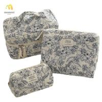 ราคา MOMENT Quilting Makeup Bag, Jungle Flower Series Ins Style Aesthetic Cosmetic Organizer, Sweet Large Capacity Zipper Skincare Clutch Bag Lipstick (53809507343)